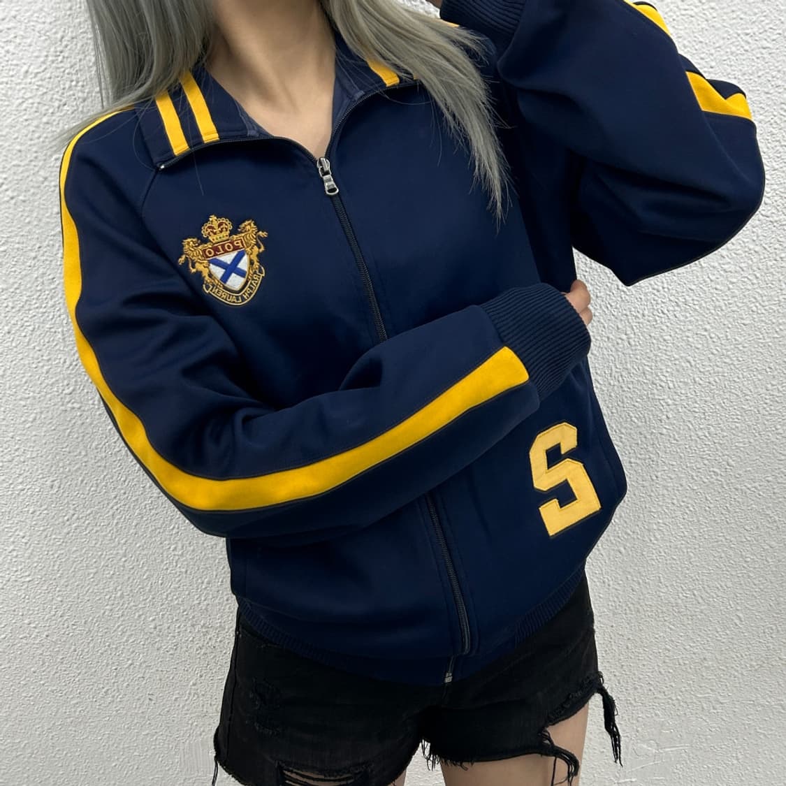 폴로 랄프로렌 옐로우 배색 네이비 트랙탑 L 상품이미지2