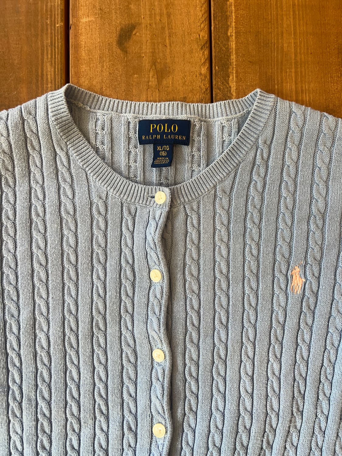 폴로 스카이블루 꽈배기 가디건 상품이미지7