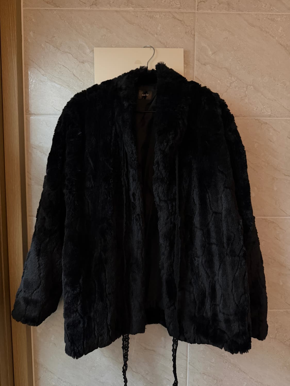 [나체] 리본 토끼털 퍼자켓 상품이미지1