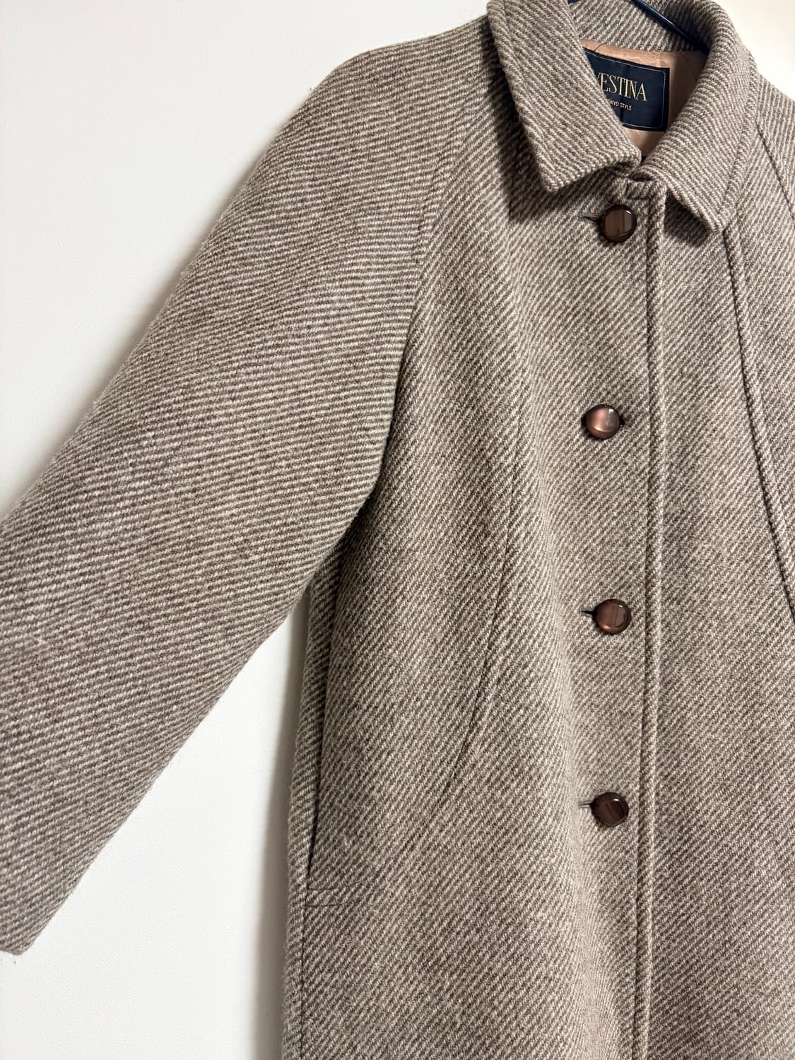 셰틀랜드 울 100% 헤링본 롱코트 상품이미지4