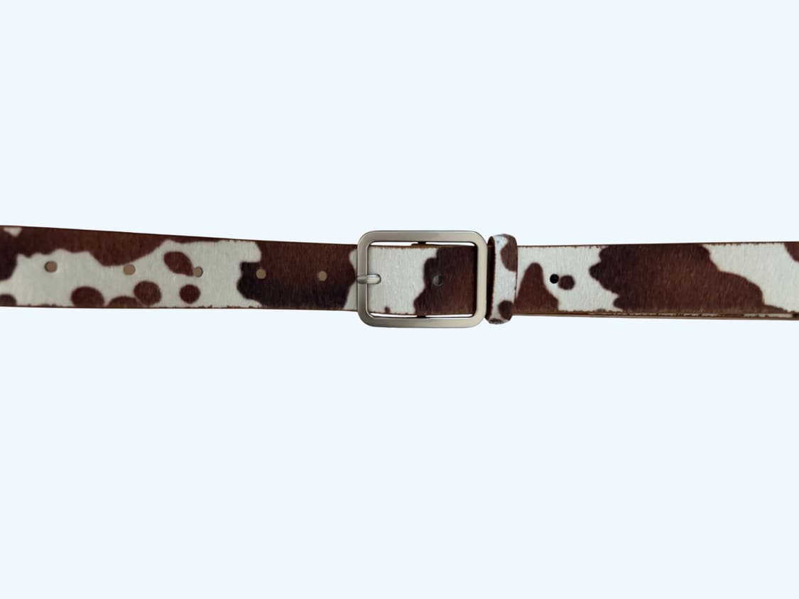 애니멀 패턴 카우 벨트 레더 벨트 브라운 베이지 상품이미지1