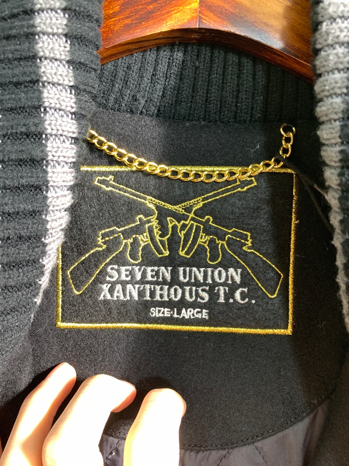 seven union 빈티지 울혼방 바시티 자켓 L 상품이미지7