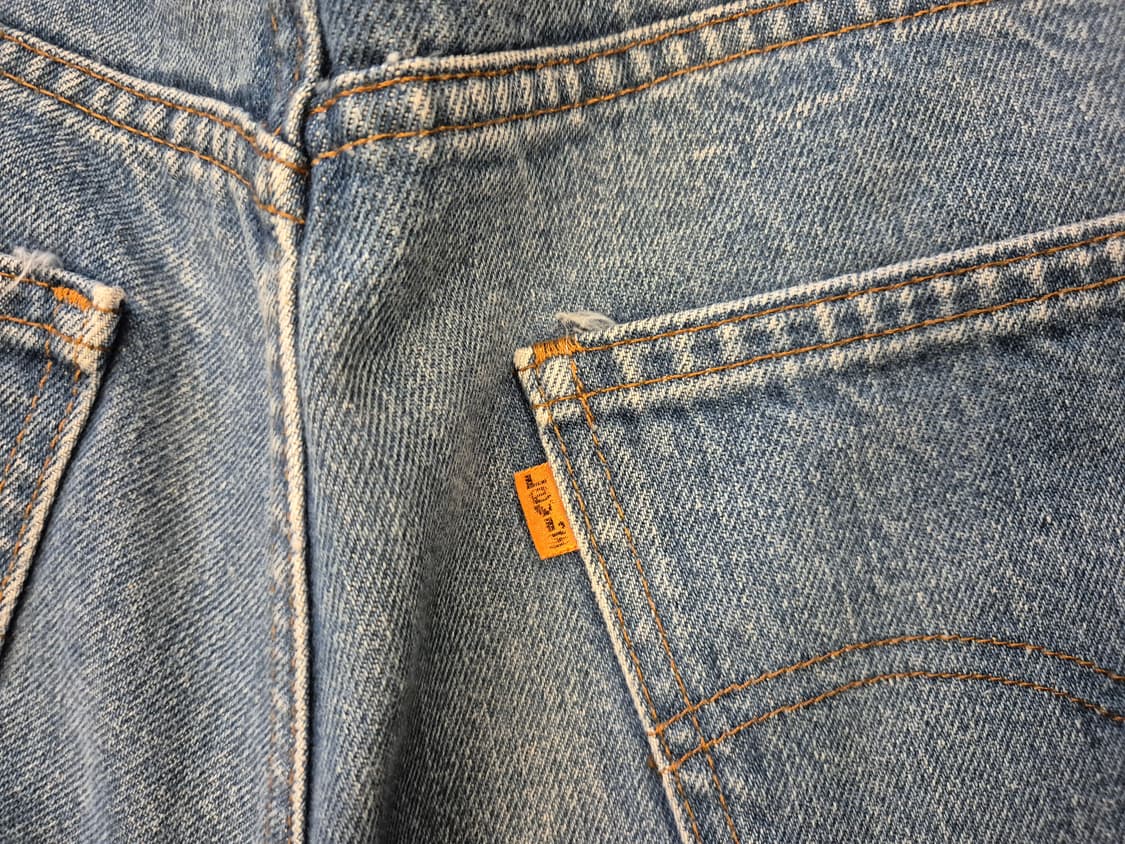 80s 리바이스 646 벨바텀 오렌지탭 데님 팬츠 상품이미지4
