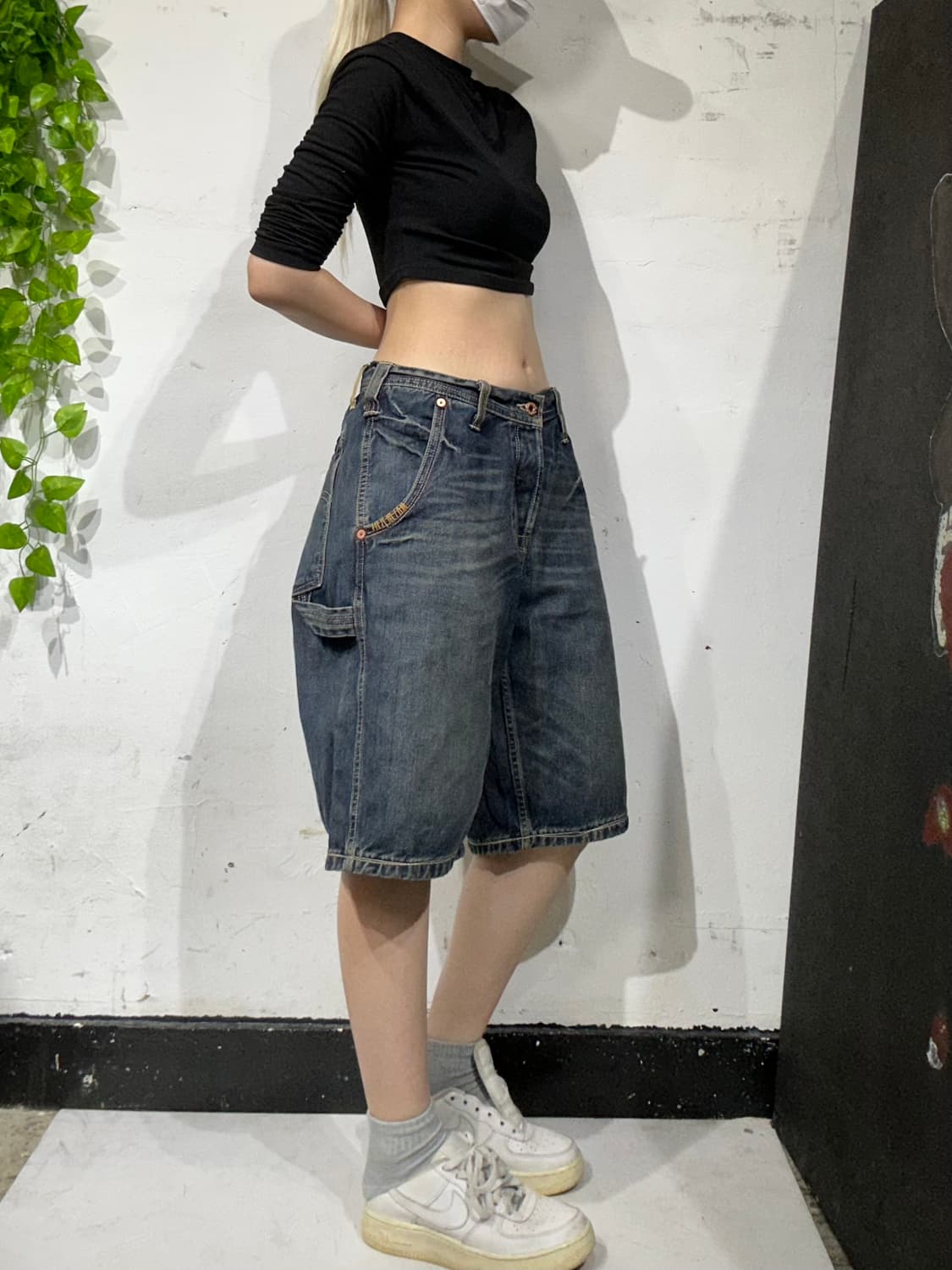 리바이스 329 진청 와이드 데님 버뮤다 팬츠 카펜터 힙합 새깅 반바지 상품이미지1