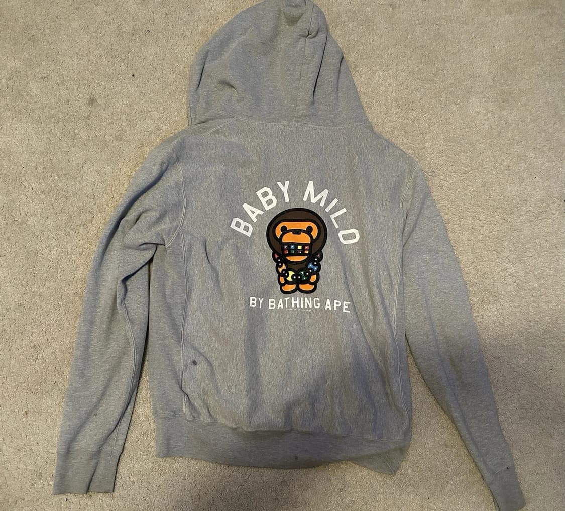 베이프 베이비 마일로 후드집업 그레이 상품이미지3