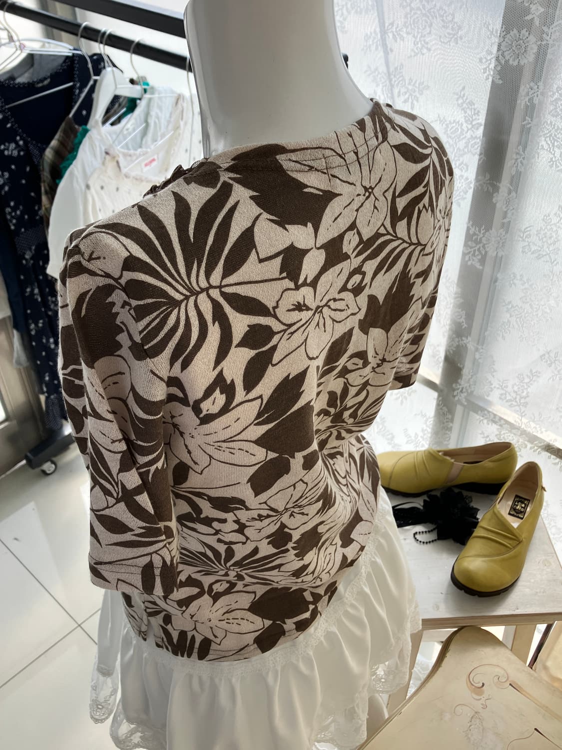 flower pattern lace oriental blouse 상품이미지2