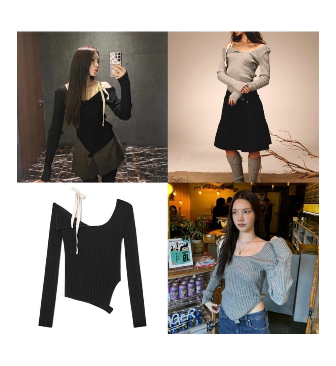 글로니 ISA ASYMMETRICAL KNIT TOP (GRAY) 상품이미지4