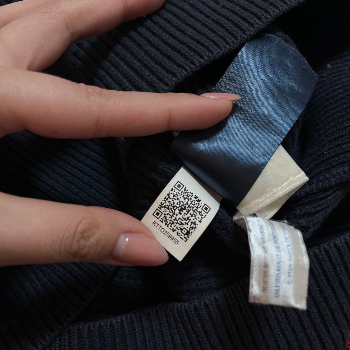 [정품] 타미 네이비 빅로고 라운드 니트 [ L ] 상품이미지5