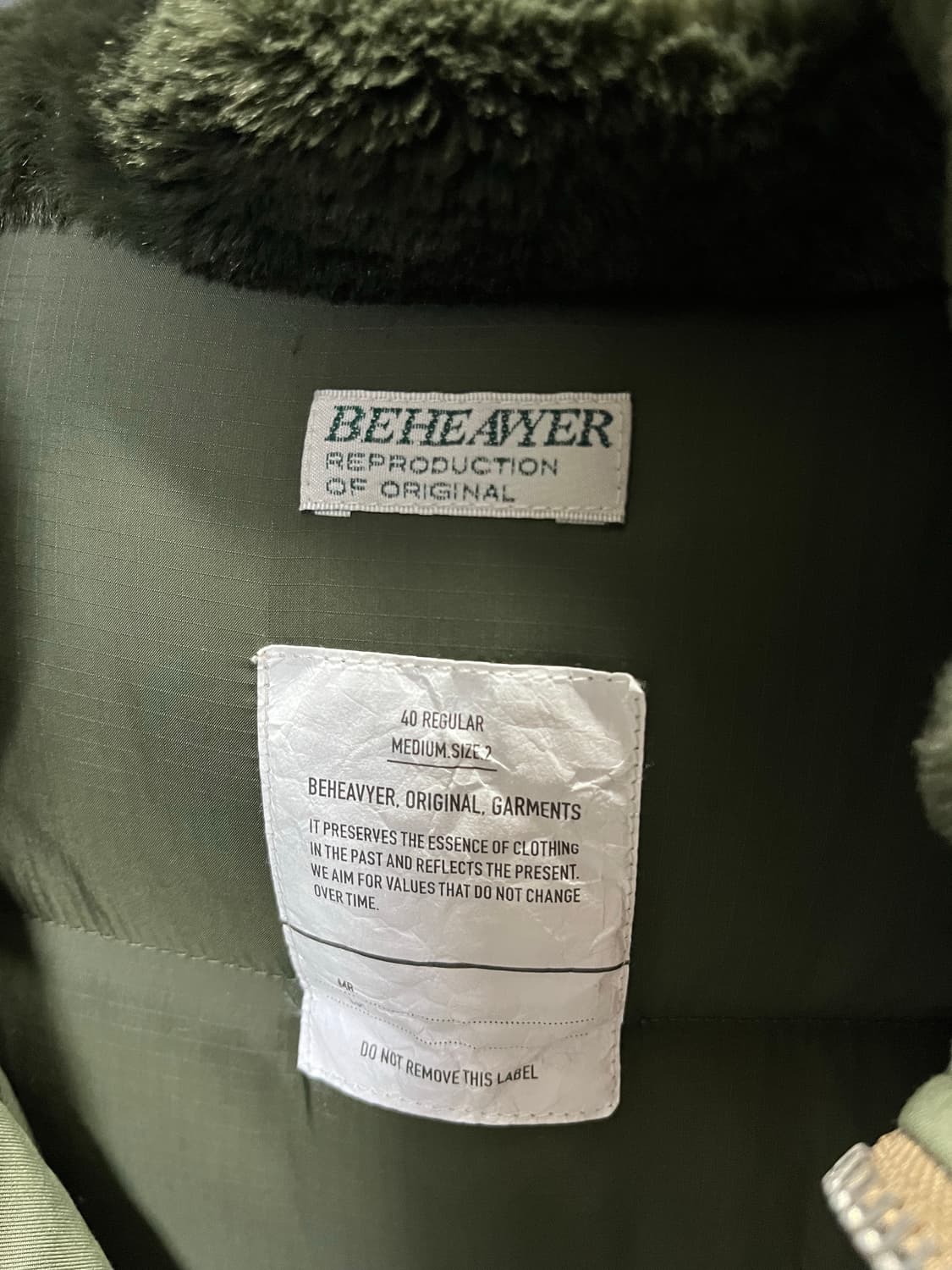 [2사이즈] 비헤비어 N3B 덕다운 밀파카 세이지 올리브 상품이미지4