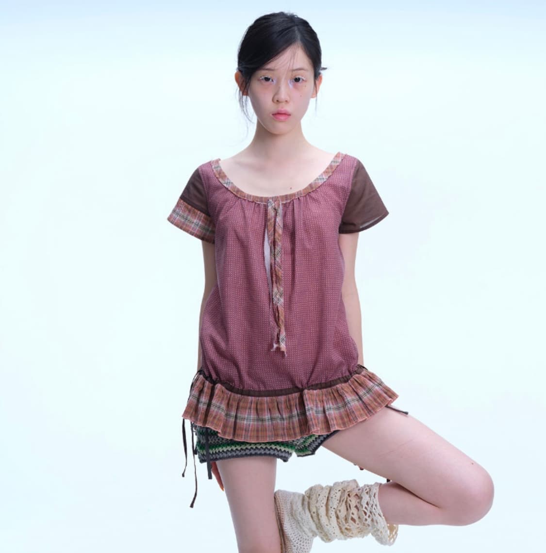 코이세이오 STRAP SHIRRING BLOUSE PURPLE 상품이미지4
