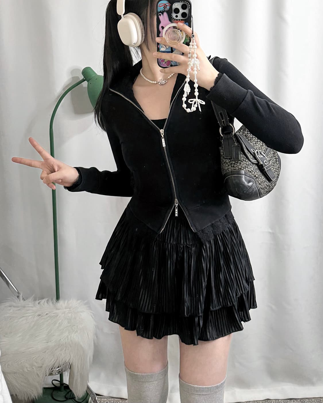 블랙 레이스 투웨이 집업 자켓 상품이미지3