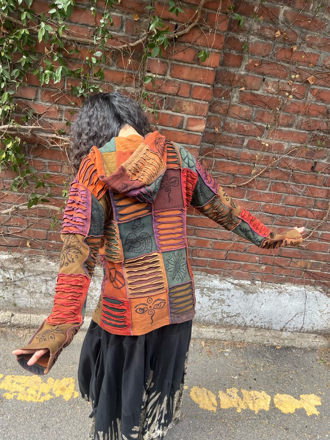 히피 에스닉 패치워크 후드 집업 상품이미지5