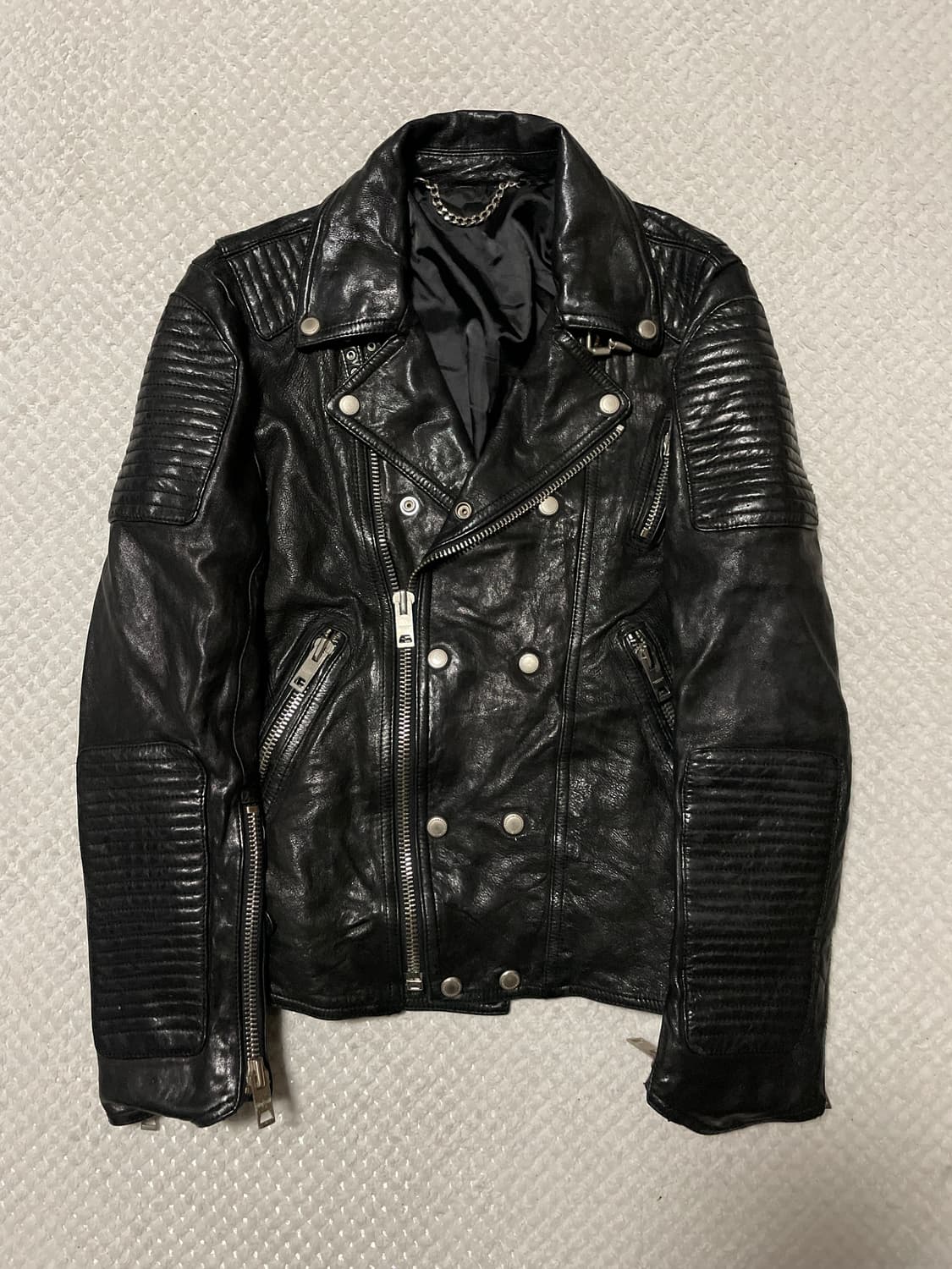 광희시장 웨스턴 무드 램스킨 양가죽 바이커 레더 자켓 상품이미지1