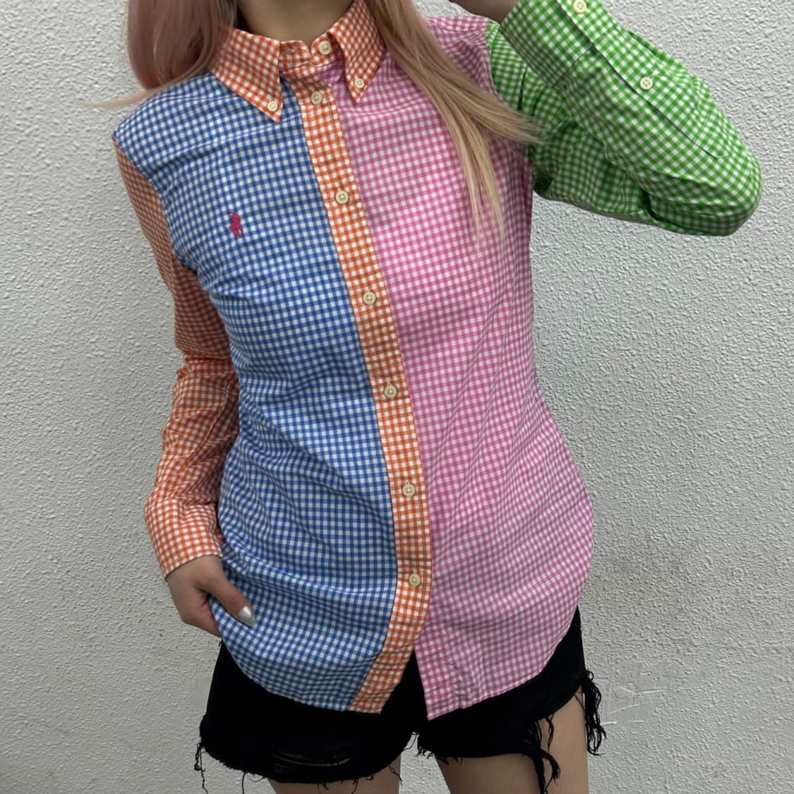 폴로 랄프로렌 핑크포니 잔체크 멀티컬러 셔츠 6 상품이미지1