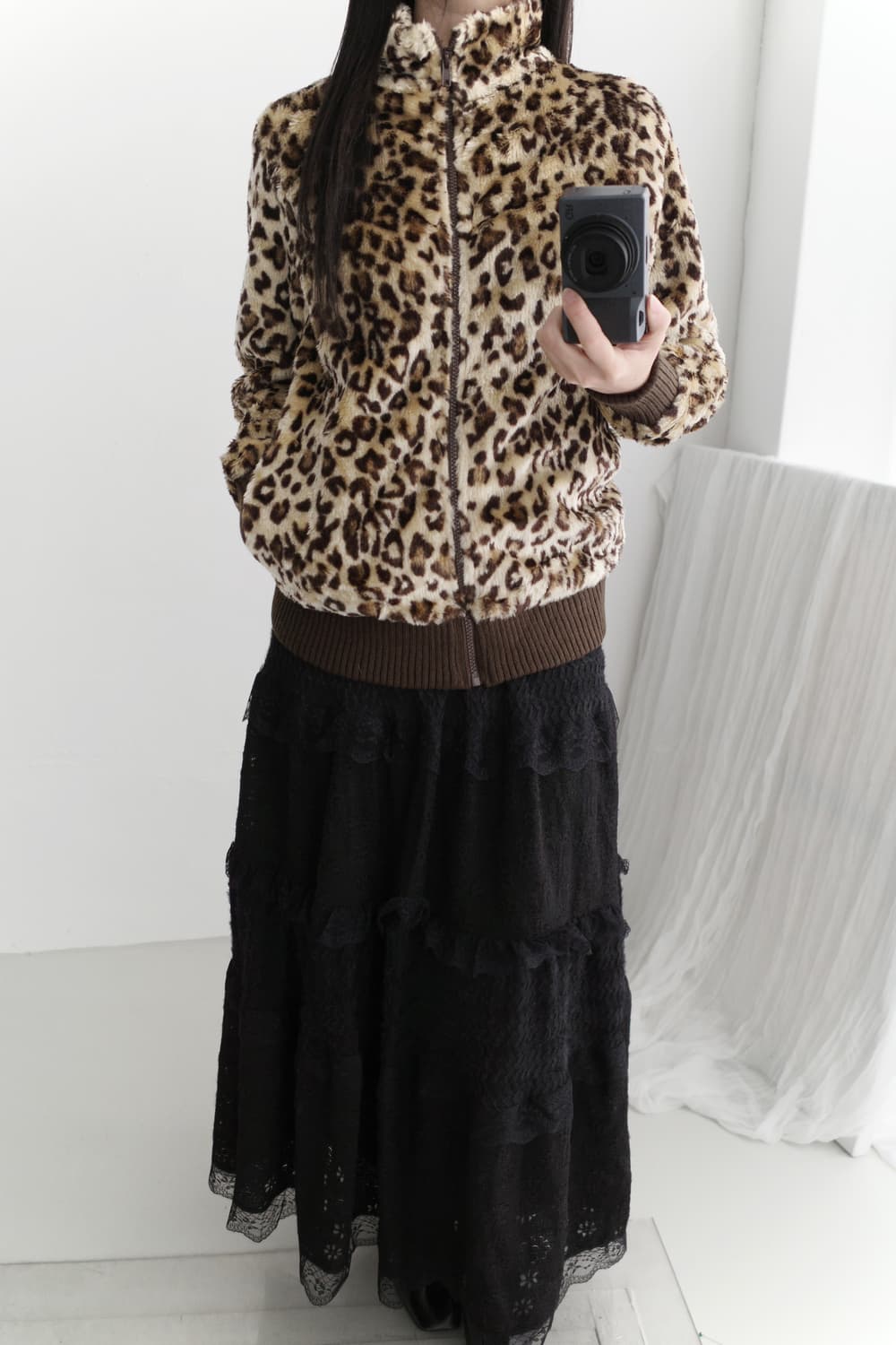 leopard fur zip-up 상품이미지5