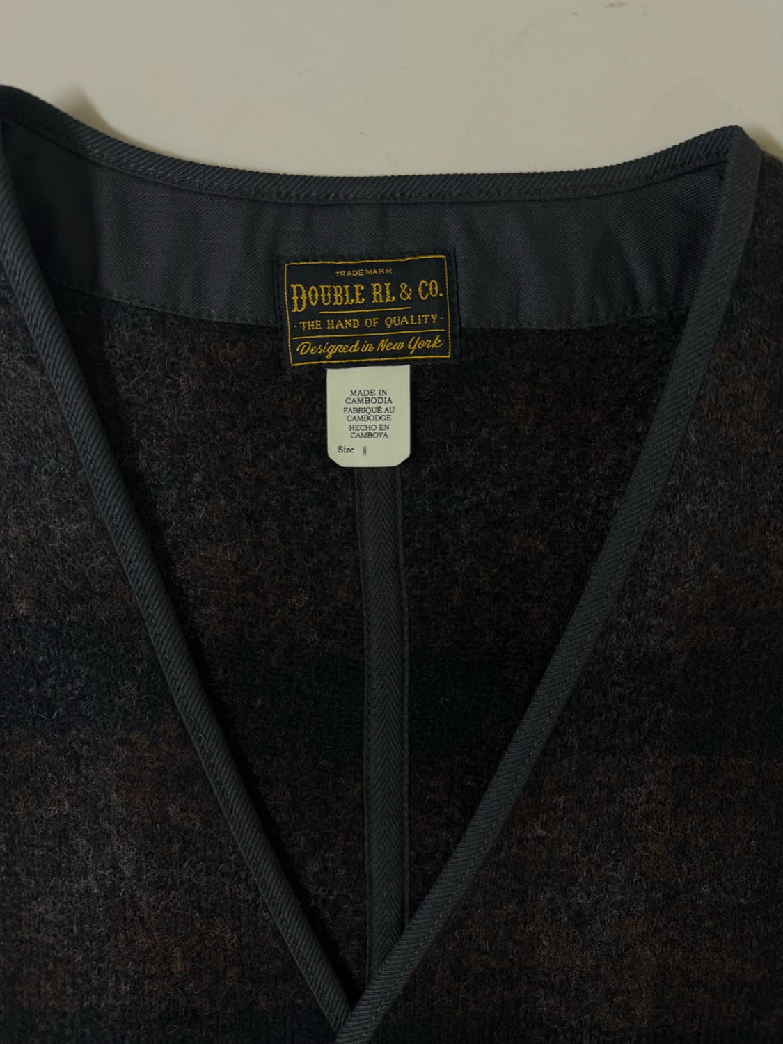 더블알엘 플래드 울 코튼 베스트 M 상품이미지3