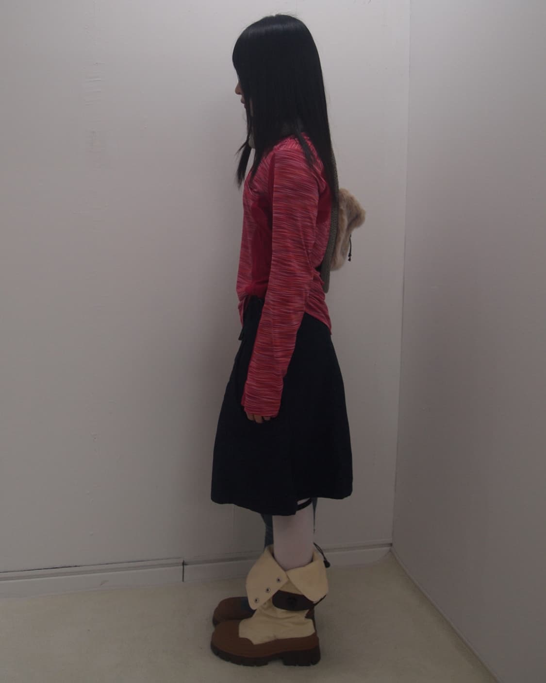 Lafuma hippie stripe mesh mix sleeve top 상품이미지7
