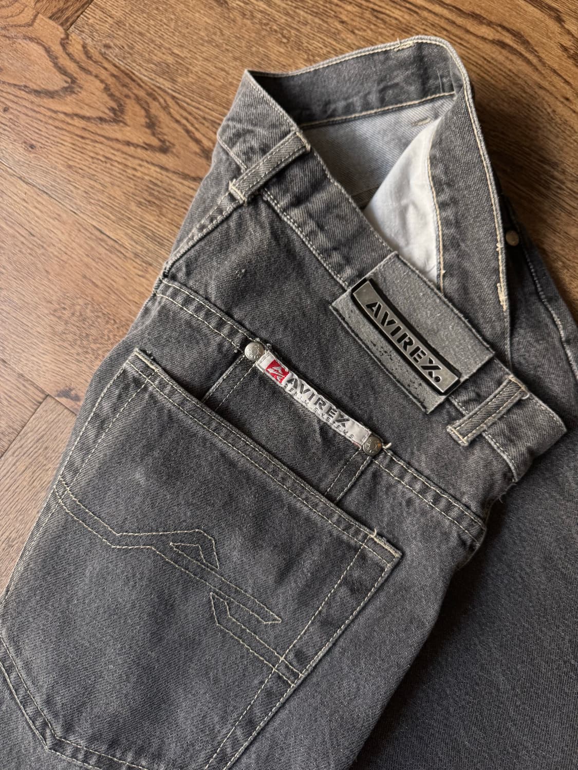 [34]00's AVIREX USA 아비렉스 올드스쿨 흑청 데님 팬츠 상품이미지6