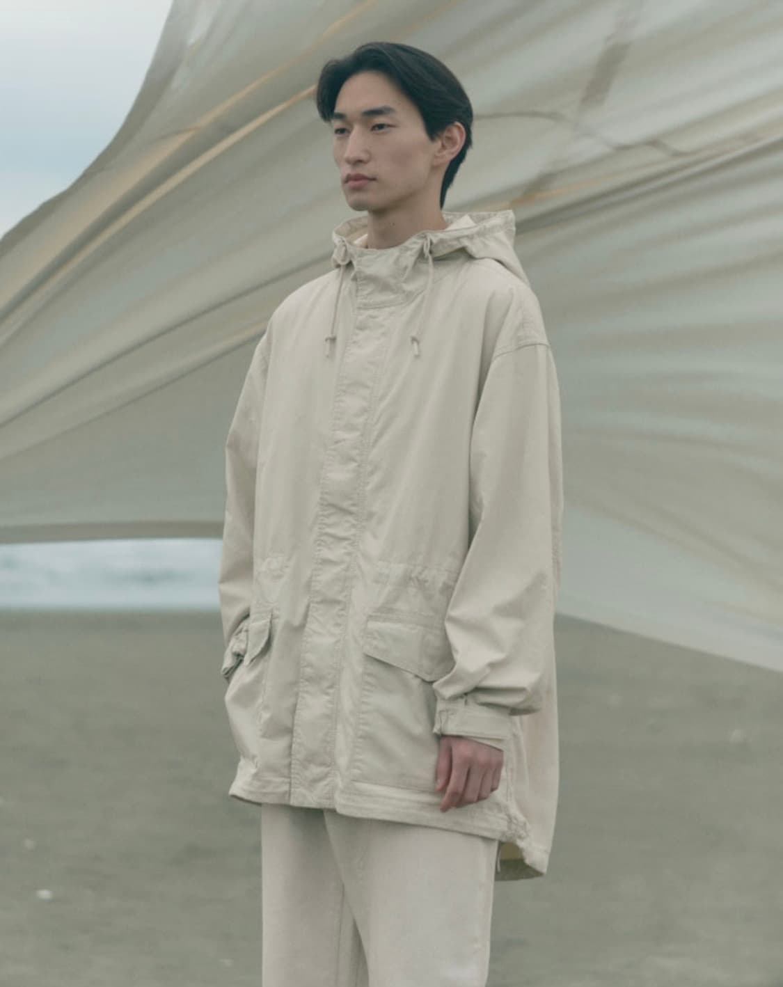 <새상품>SNS인기 무인양품 LABO 코튼 라이트 캔버스 후드 블루종 상품이미지1