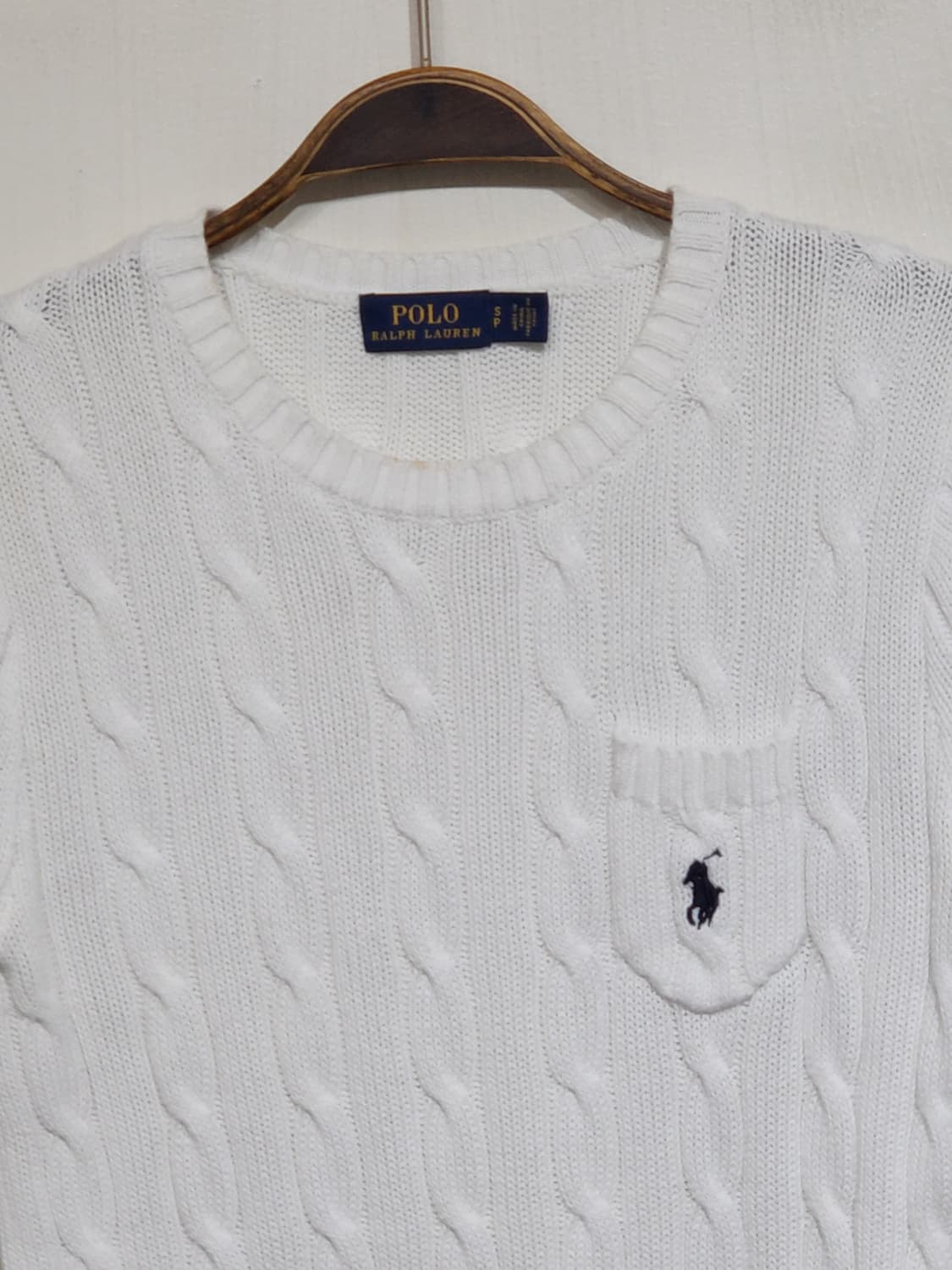 (S) 랄프로렌 폴로 꽈배기 반팔니트 화이트 케이블 스웨터  상품이미지2