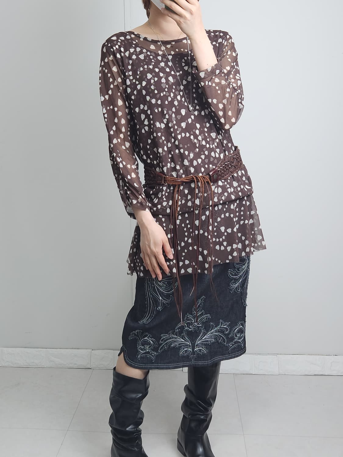 메쉬 하트 롱슬리브 탑 상품이미지5