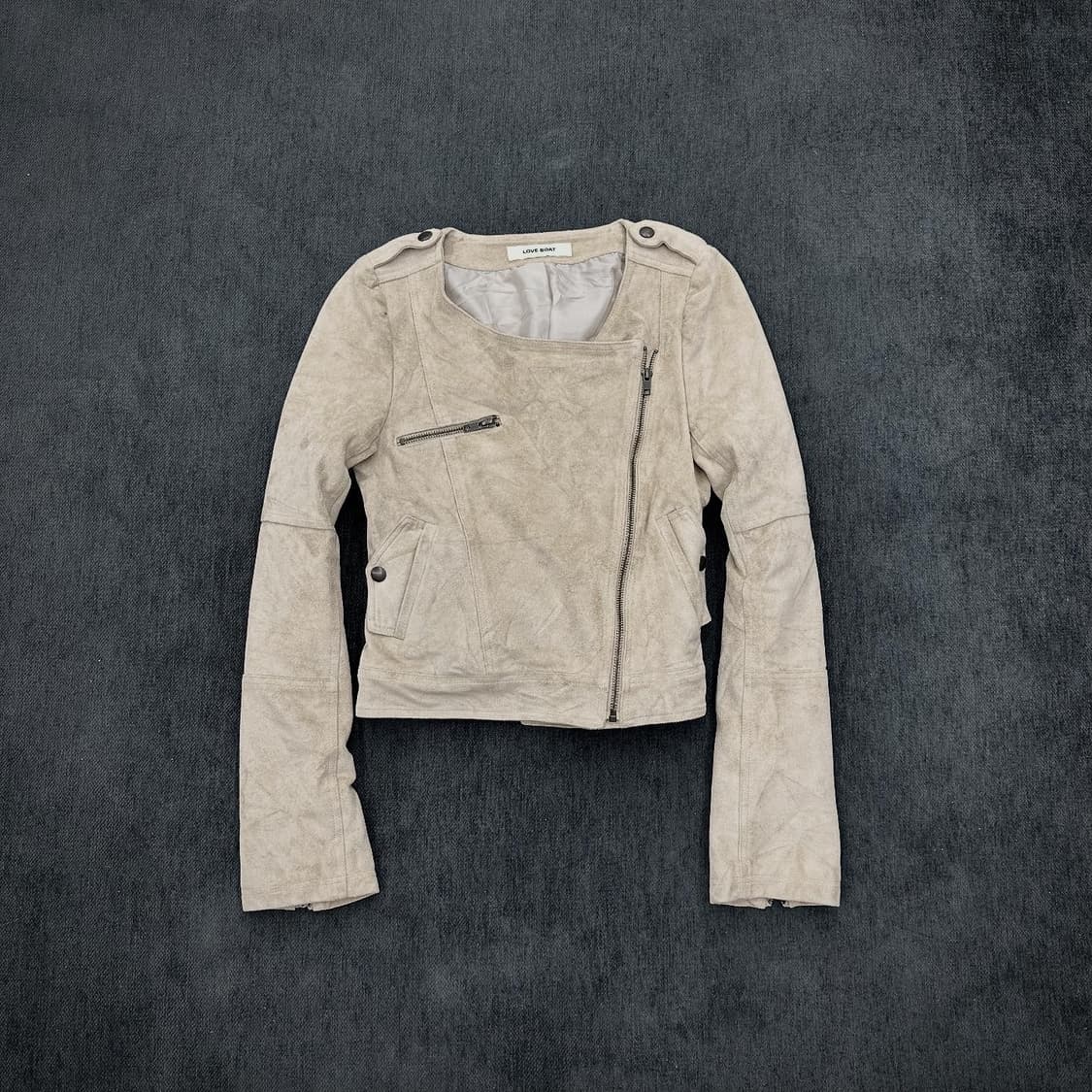 Ivory suede rider jacket 상품이미지4