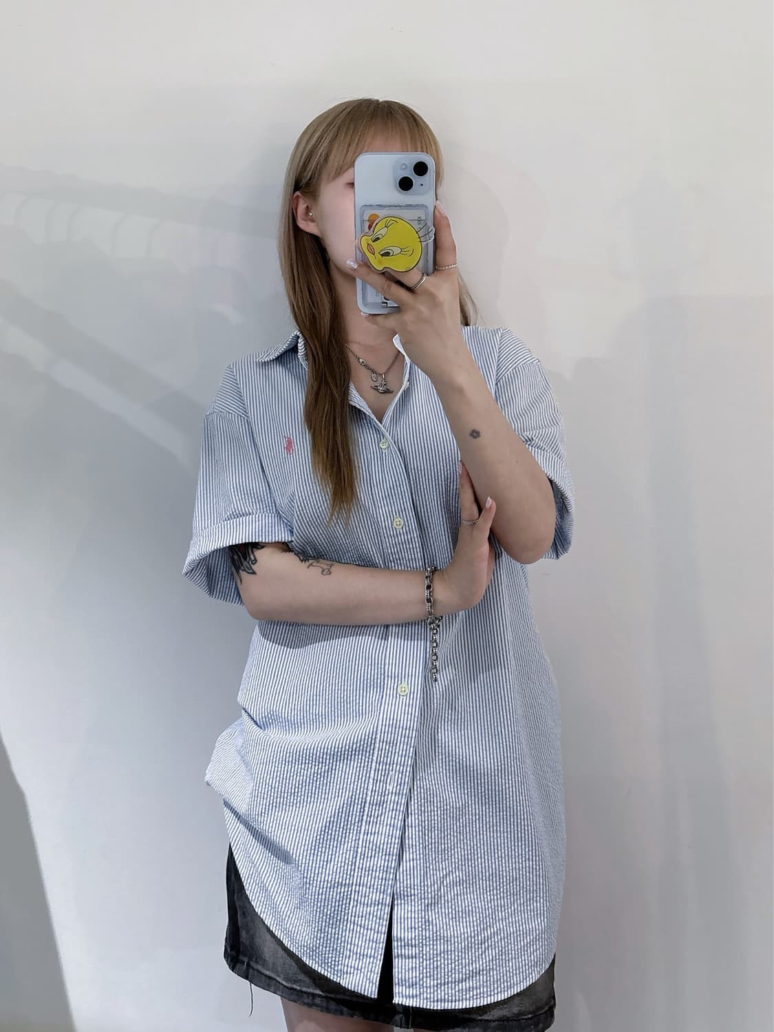 폴로랄프로렌 핑크포니 스트라이프 반팔 셔츠 상품이미지1