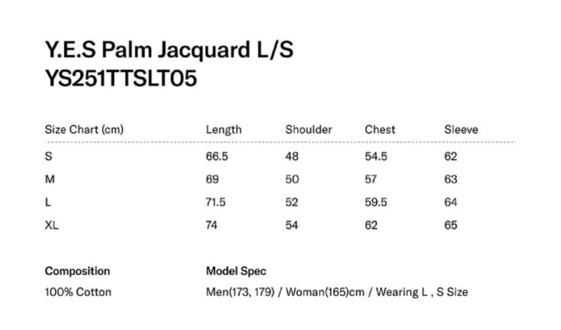 [M] 예스아이씨 Y.E.S Palm Jacquard L/S 롱슬리브 상품이미지2