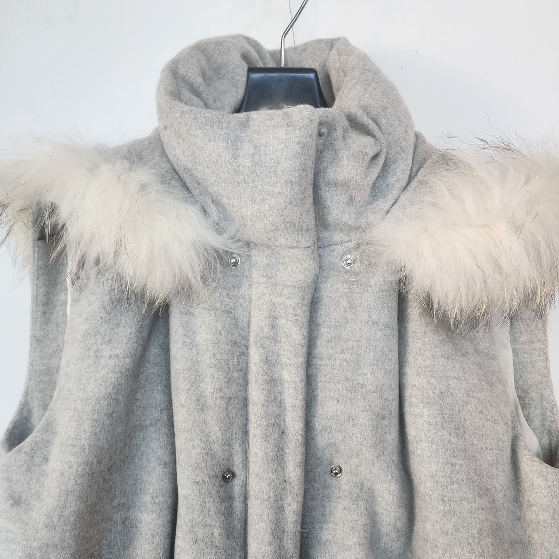 DEWL 후드 퍼 베스트 조끼 그레이 상품이미지2