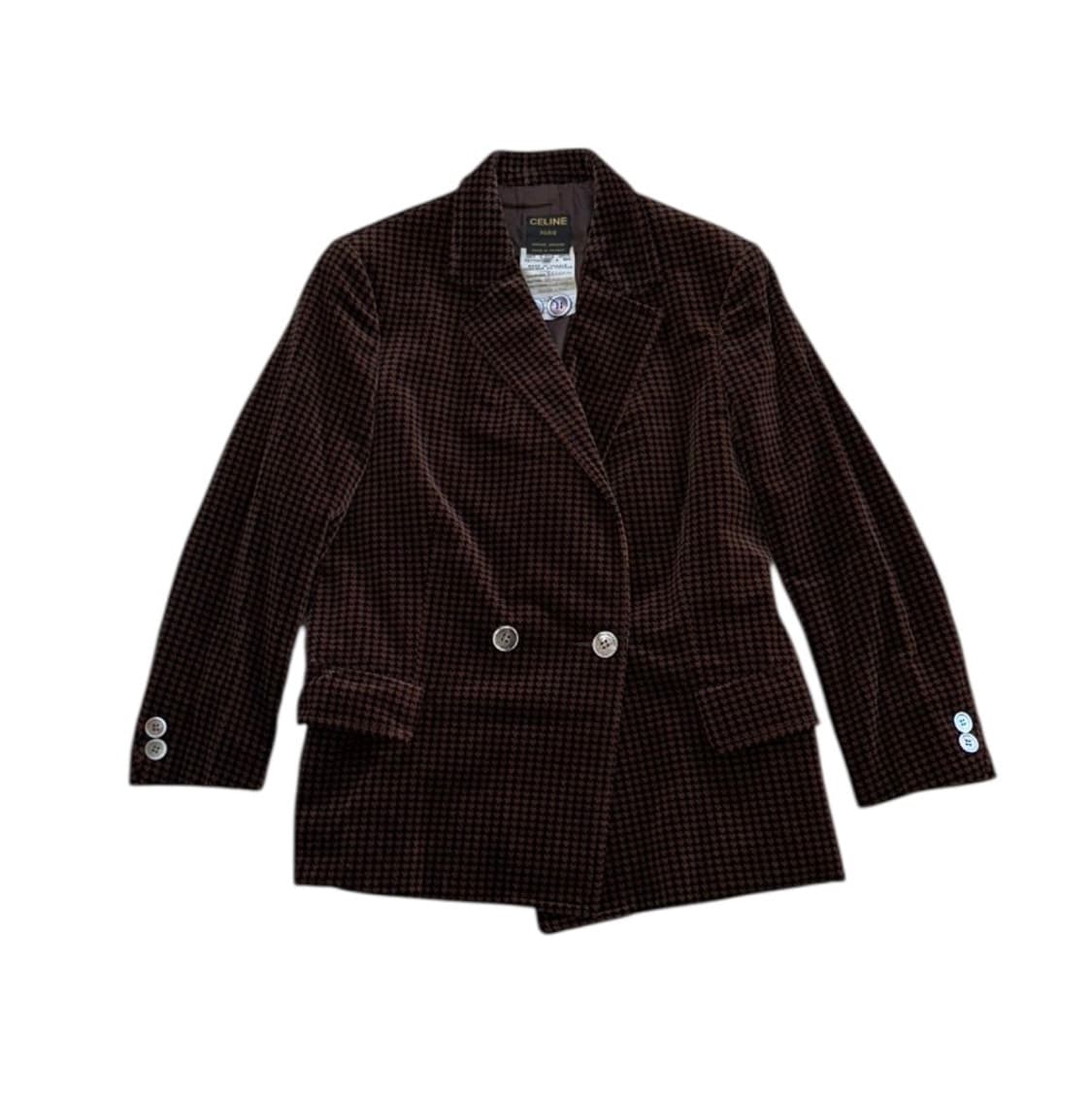 올드 셀린느 90s 브라운 하운드투스 벨벳 블레이저 상품이미지1