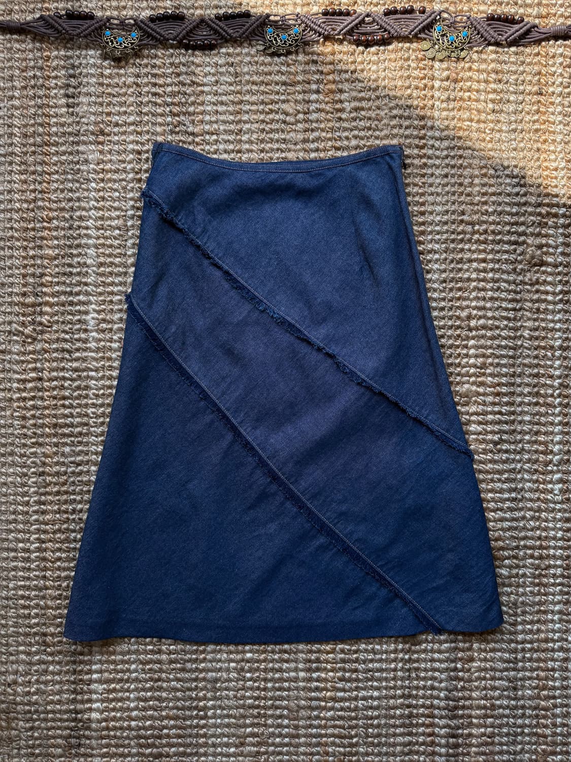 Fringed Stitched Denim Skirt 0150 상품이미지2