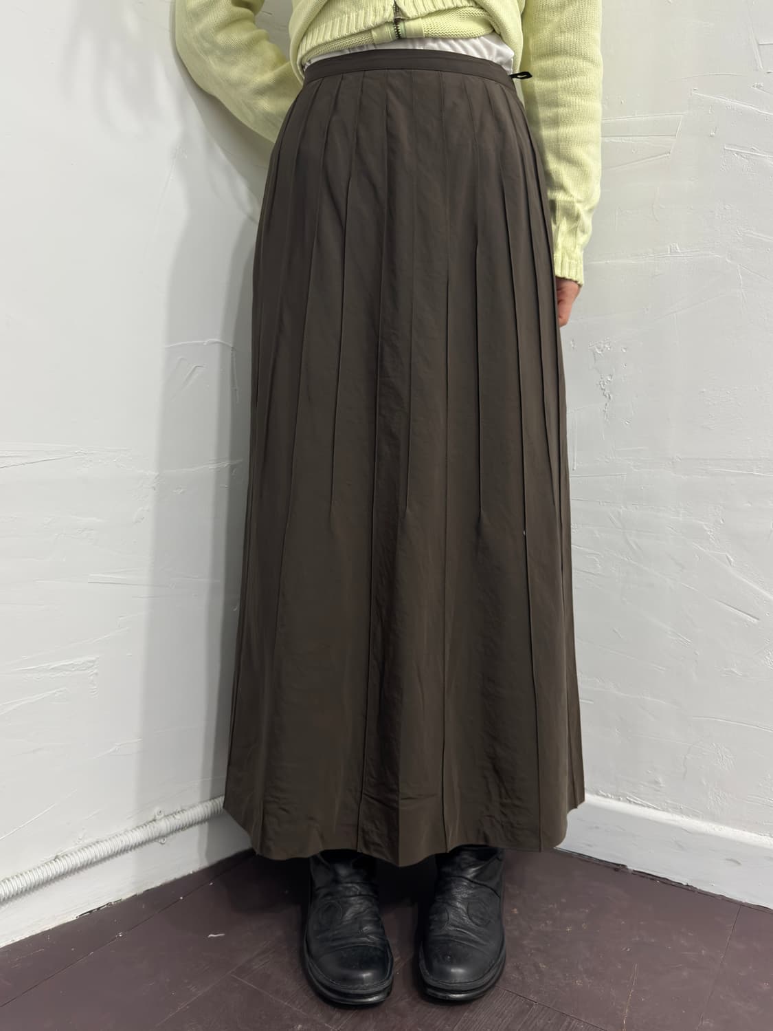 brown pintuck long skirt 상품이미지1