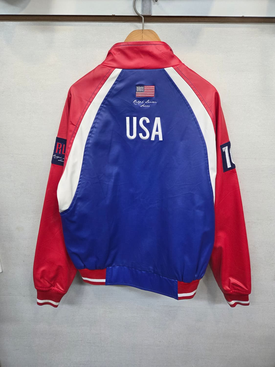 폴로랄프로렌 성조기 자수 빅포니 레이싱 레더 집업자켓 s 상품이미지2