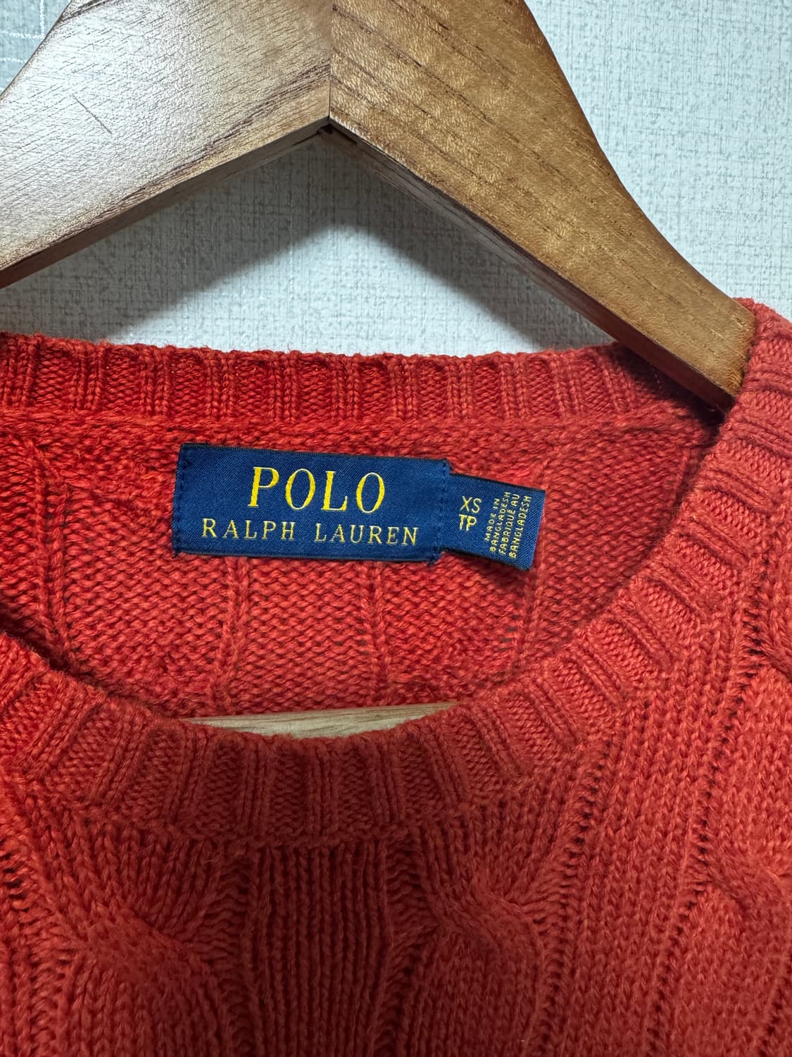 폴로 랄프로렌 케이블 니트 XS 오렌지색 상품이미지3