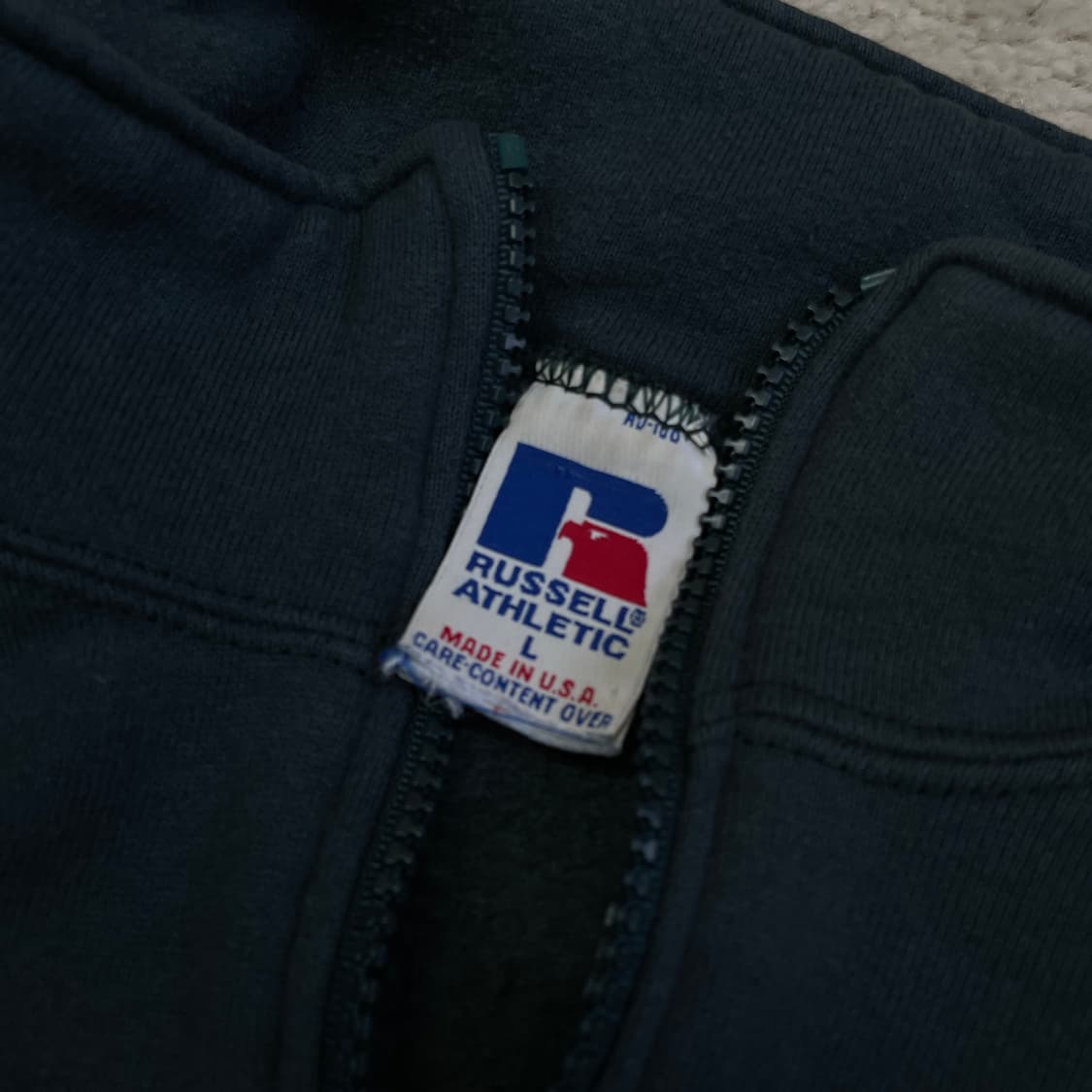 L] 90s Russell 러셀 made USA 하프 집업 코튼 스웻셔츠 상품이미지4