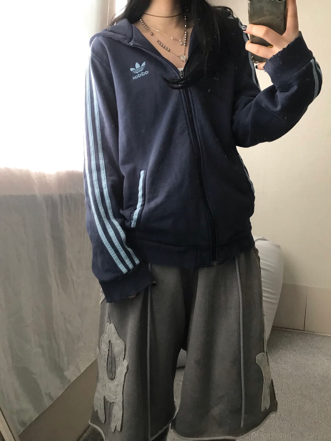 아디다스 00s 네이비 연하늘 후드집업 상품이미지3