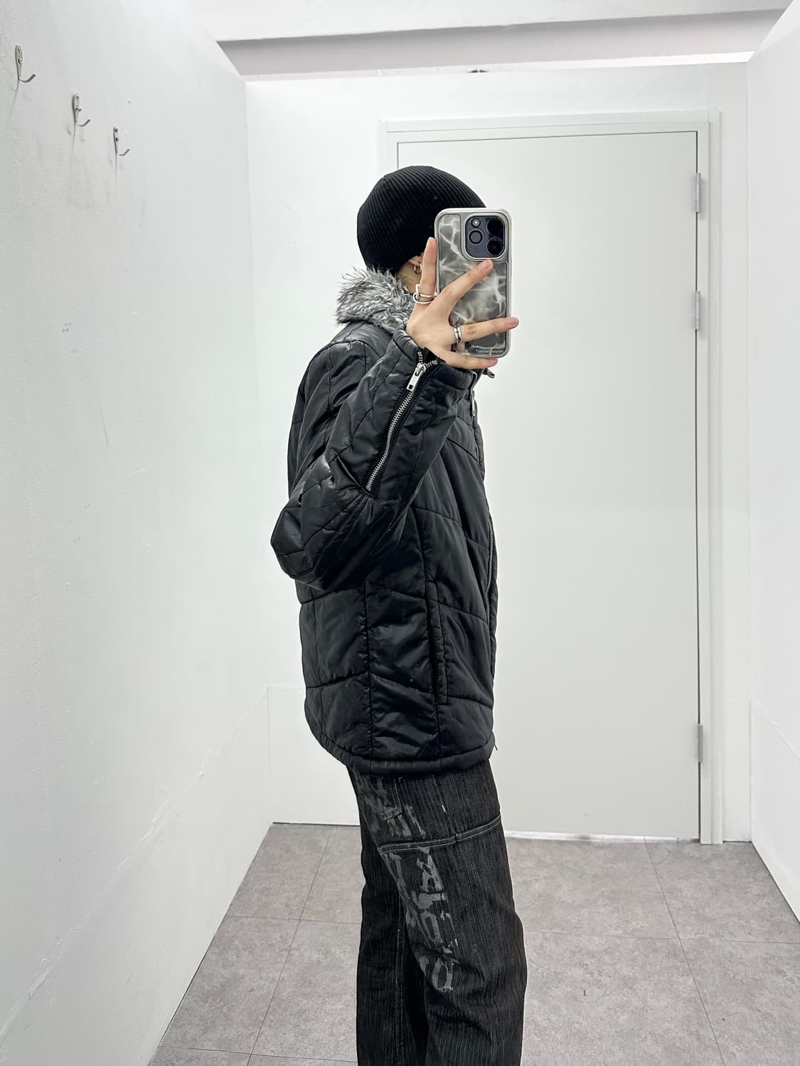 SPINASH 00s trimming fur puffer jacket 상품이미지5