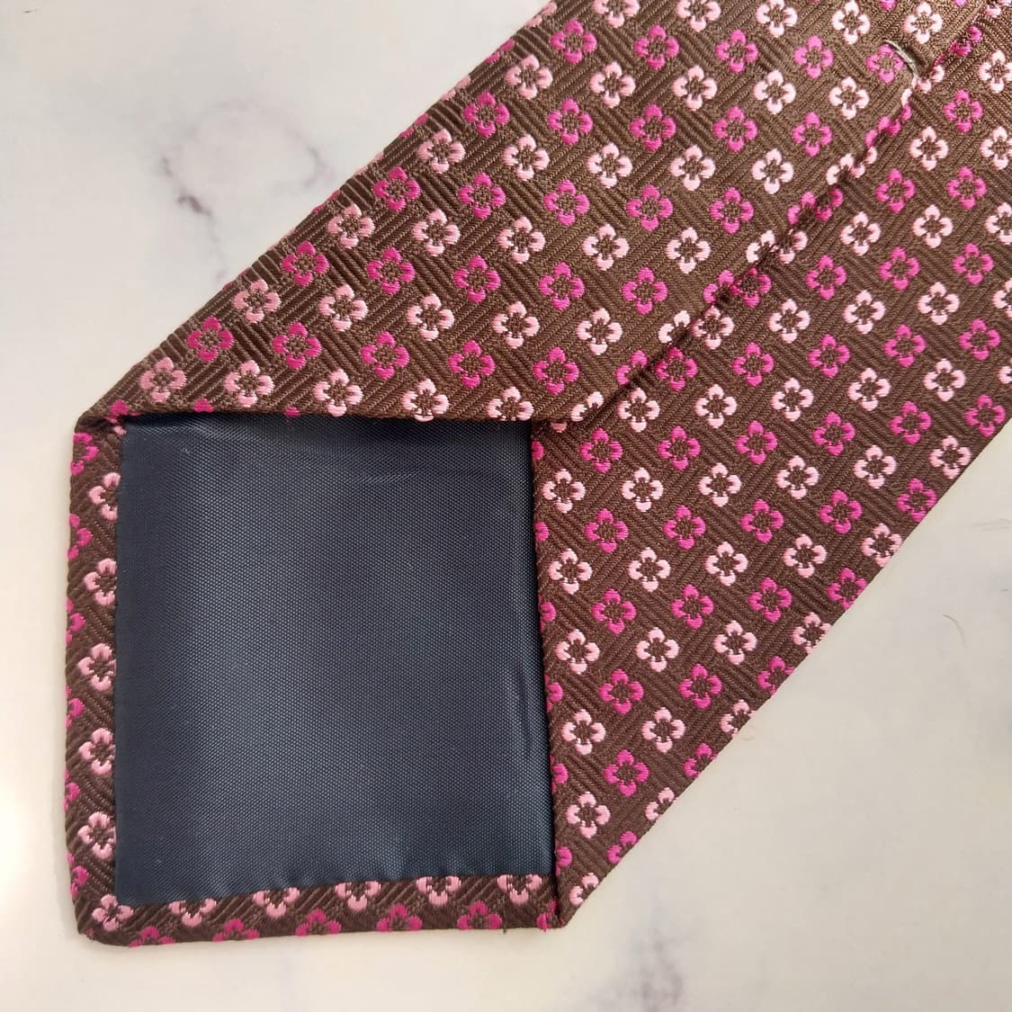 알테아 실크 브라운 플라워 패턴 넥타이 9.1cm A+등급 K2355 상품이미지6