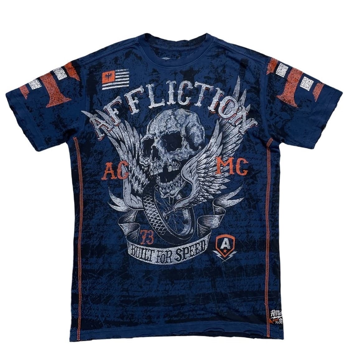 AFFLICTION 프린팅 반팔 티 네이비 M 상품이미지1
