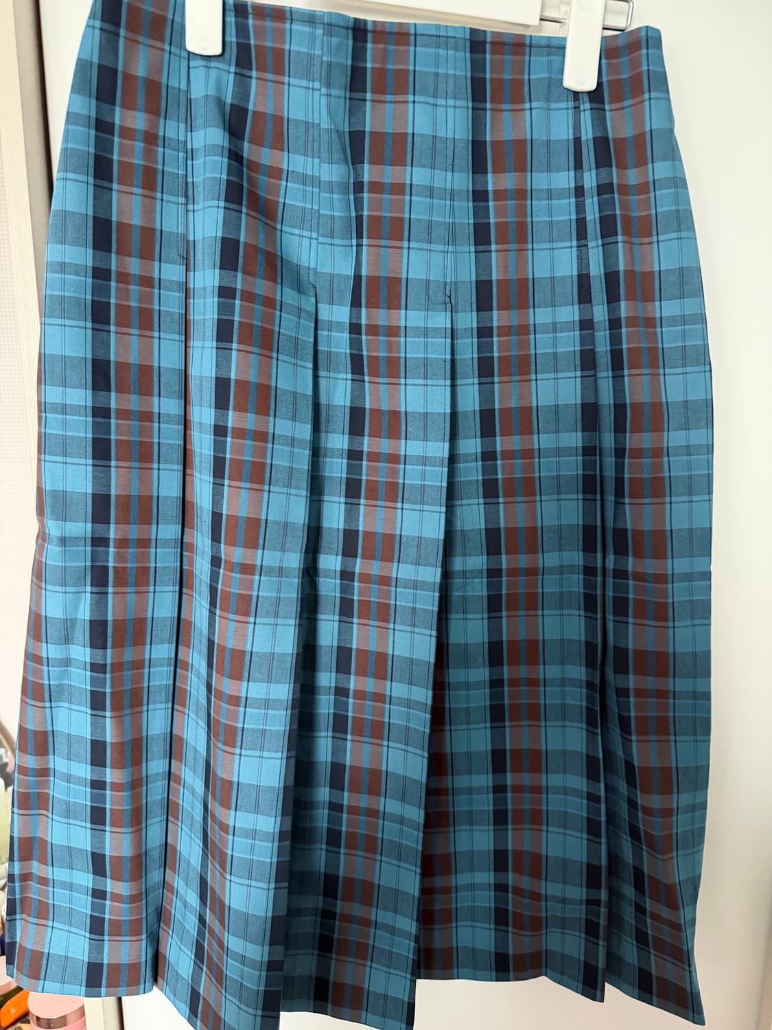 노컨텐츠 체크 미디 플리츠 스커트 새상품 상품이미지1