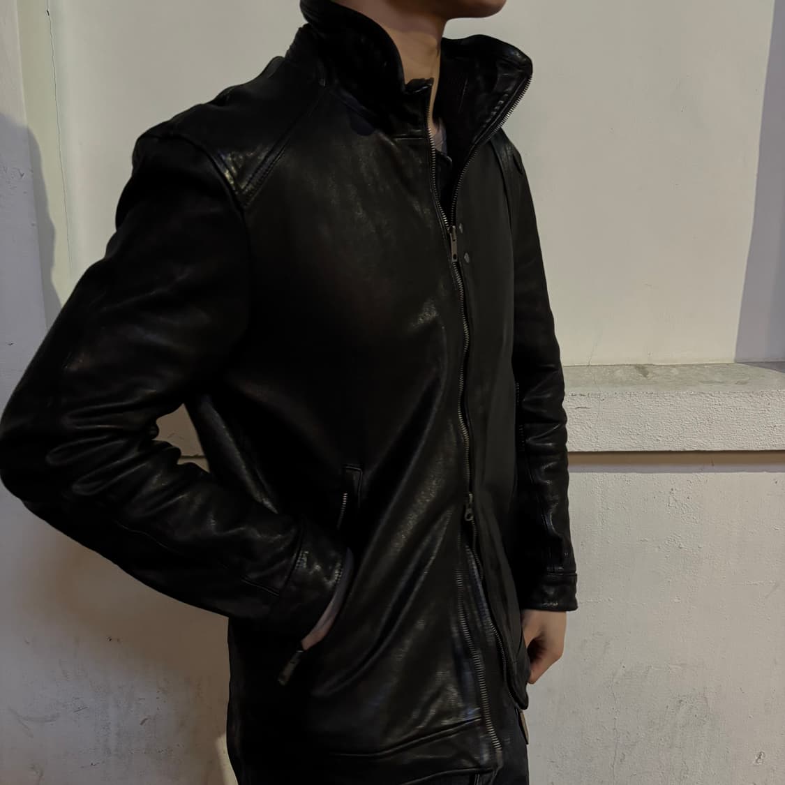 vtg lambskin high neck jacket 상품이미지8