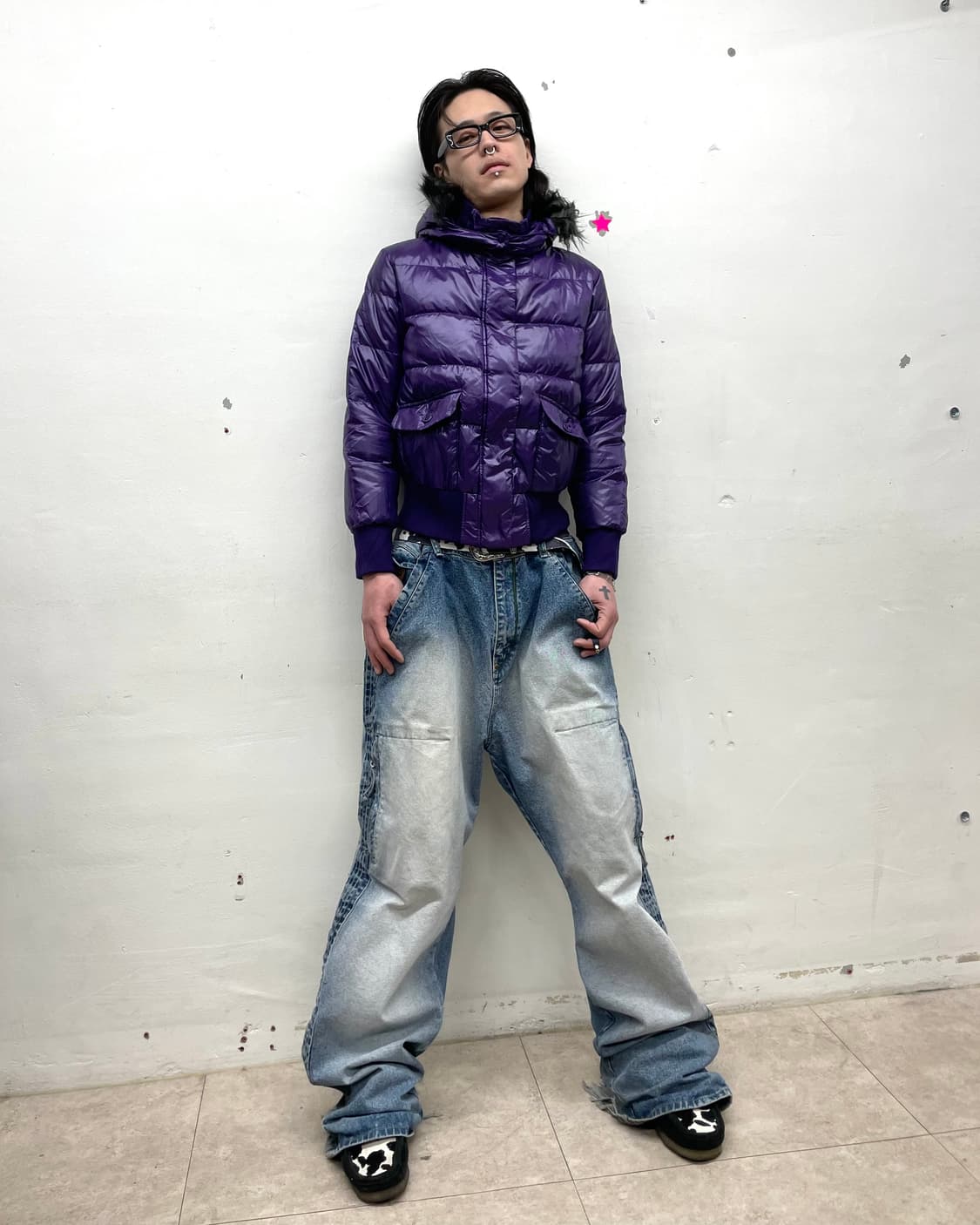 Glossy retro purple padded jacket 상품이미지5
