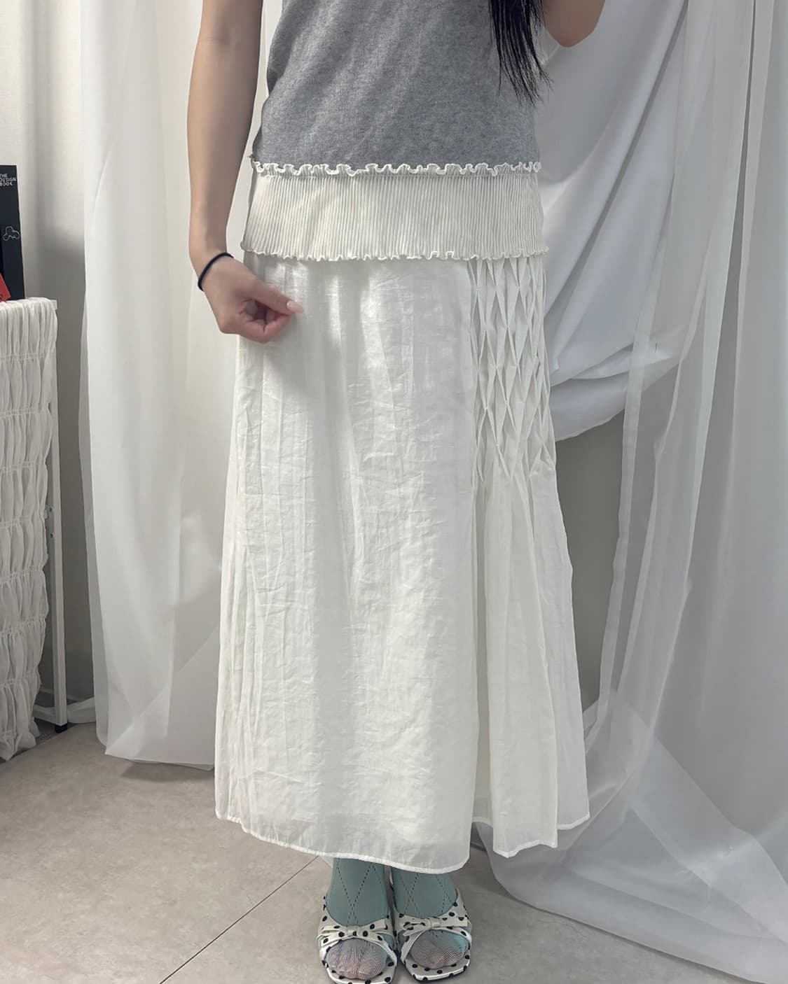 avo diamond smocking point long skirt 상품이미지7