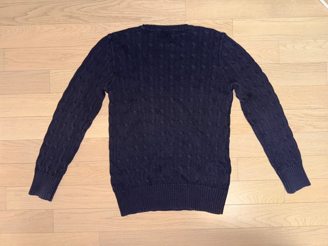 폴로 랄프로렌 여성 케이블 니트 코튼 크루넥 스웨터 L / 헌터 네이비 상품이미지2