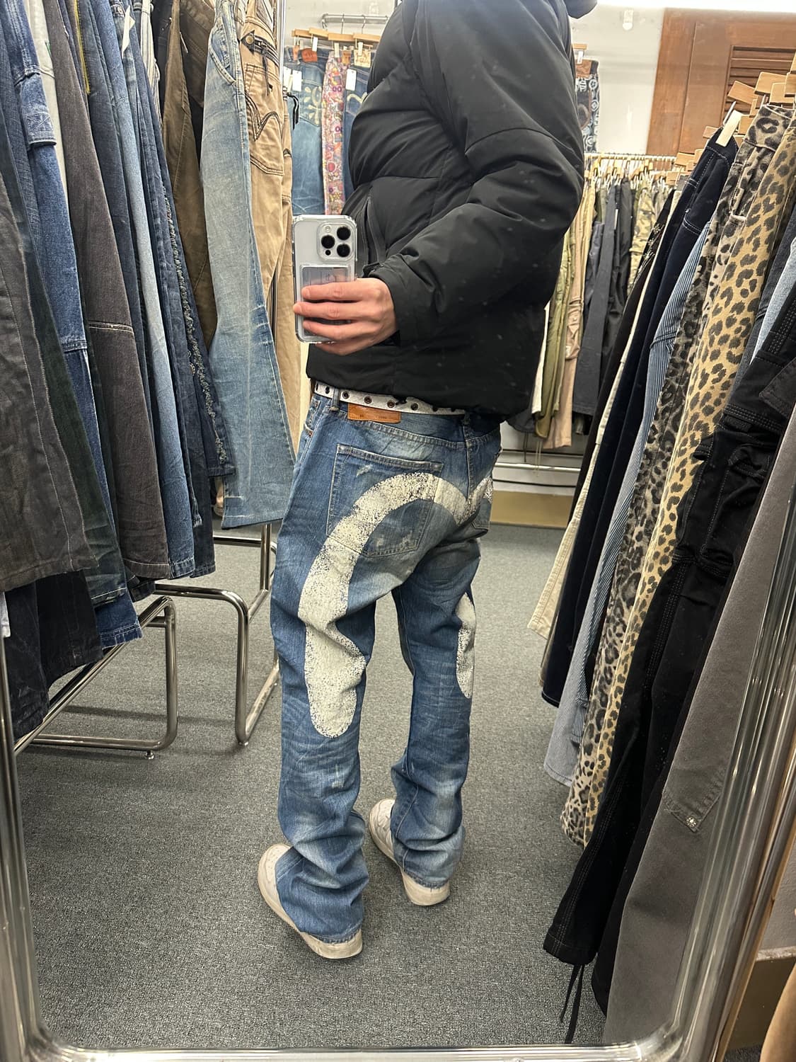 36) 에비수 빅 다이콕 페인팅 연청 데님팬츠 상품이미지1