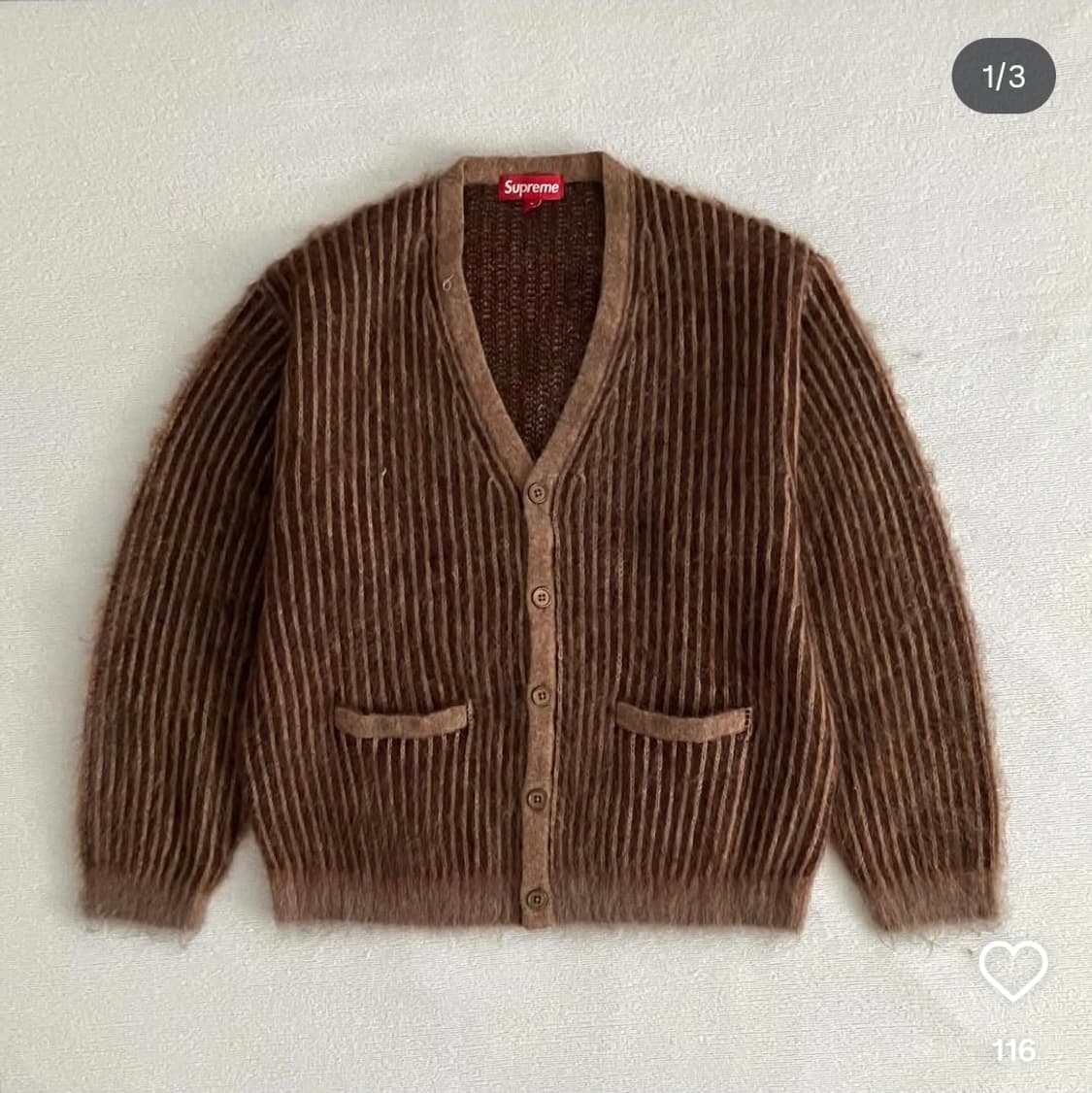 Supreme 2-Tone Mohair Cardigan Light Bro 상품이미지2