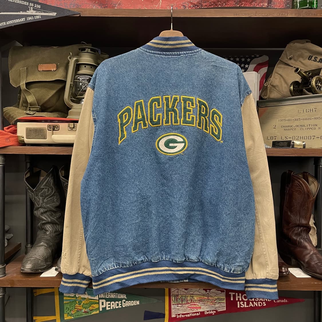 Lee 스포츠 그린베이 패커스 NFL 팀 데님 바시티 자켓 상품이미지1