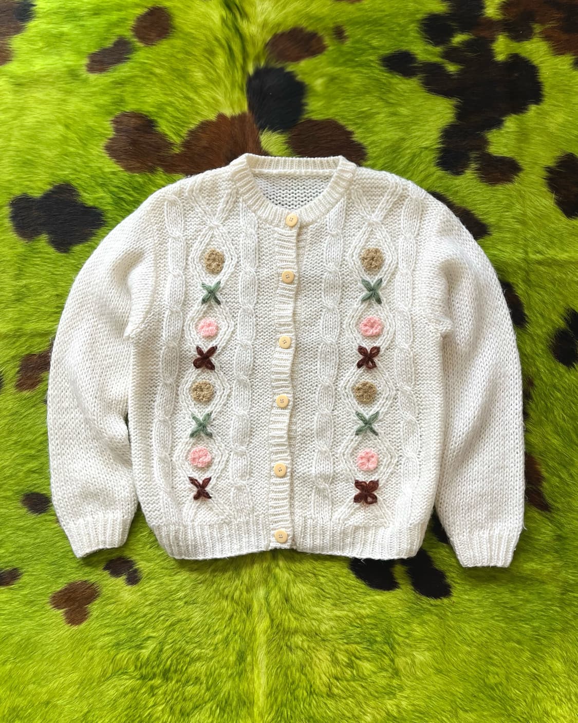 JPN Multi 3D Floral Wool Knit Cardigan 상품이미지3