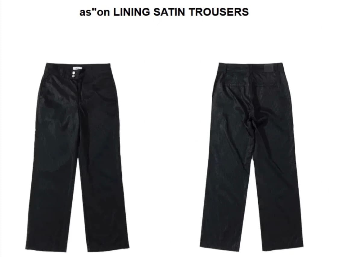 새상품)) 애즈온 리닝 새틴 트라우저 팬츠 스트라이프 슬랙스 블랙 상품이미지5