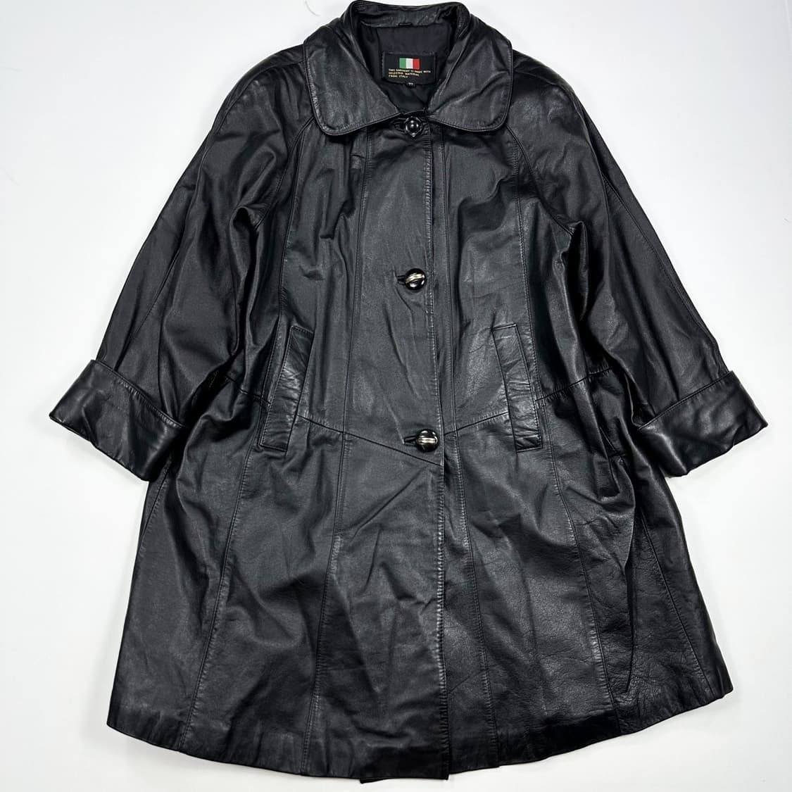 VTG 빈티지 소가죽 블랙 롱코트 자켓 (XL 여성추천) 상품이미지2